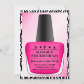 マニキュアの誕生日の招待状のピンクのスパのパーティー 招待状 (正面)