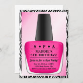 マニキュアの誕生日の招待状のピンクのスパのパーティー 招待状 (正面/裏面)