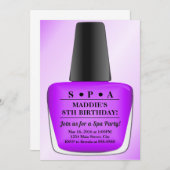 マニキュアの誕生日の招待状の紫色のスパのパーティー 招待状 (正面/裏面)
