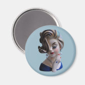 マニキュアの頭の花瓶を持つサルトリー女性ディヴァ マグネット (正面/裏面)