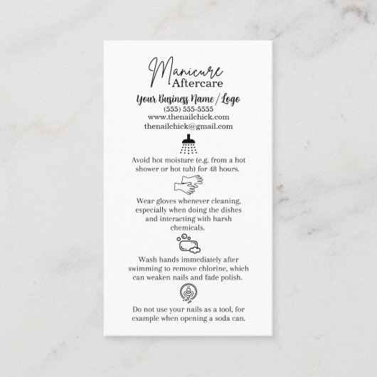 マニキュアアフターケアカード 名刺 (正面)