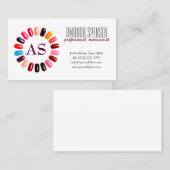 マニキュアカラフル爪、 ネイルサークルホワイトビジネスカード 名刺 (正面/裏面)