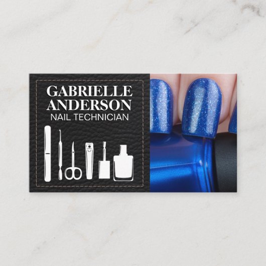 マニキュアツール |ブルー爪、 ネイルポーランド |革のように見えた 名刺 (正面)