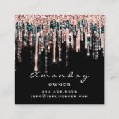 マニキュアネイルアーティストドリップグリッターソーシャルバラブラック スクエア名刺 (裏面)