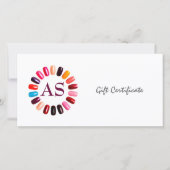 マニキュアネイルサロンギフト証明書シンプル白 サンキューカード (正面)