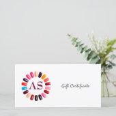 マニキュアネイルサロンギフト証明書シンプル白 サンキューカード (スタンド正面)