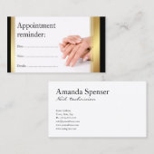 マニキュアネイルサロンホワイト次回の訪問確認カード 名刺 (正面/裏面)