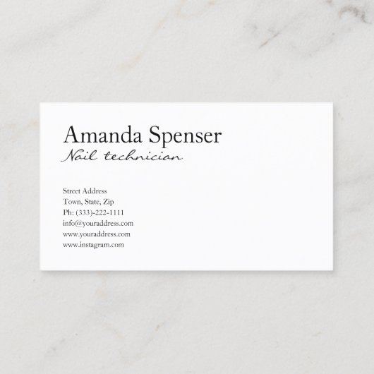 マニキュアネイルサロンホワイト次回の訪問確認カード 名刺 (裏面)