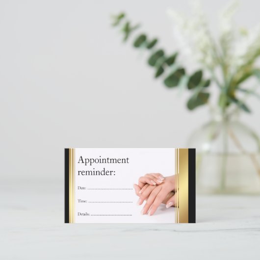 マニキュアネイルサロンホワイト次回の訪問確認カード 名刺 (スタンド正面)