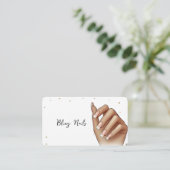 マニキュアフランスのハンド金ゴールドグリッターきらきら光る爪、 ネイル技術 名刺 (スタンド正面)