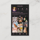 マニキュアリスト ネイル技術者 ピンク ブラック Instagram  名刺 (正面)