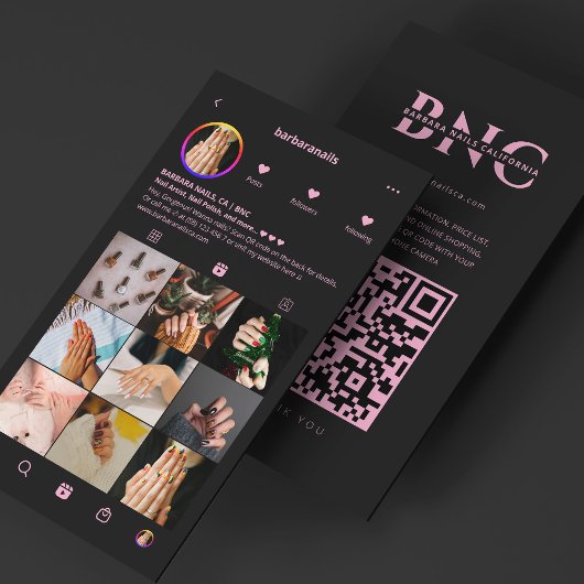 マニキュアリスト ネイル技術者 ピンク ブラック Instagram  名刺