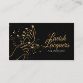 マニキュア手 – ラインアートイラストレーション-金ゴールド 名刺 (正面)