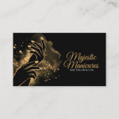 マニキュア手 – ラインアートイラストレーション-金ゴールド 名刺 (正面)