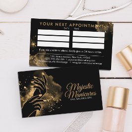 マニキュア手 – ラインアートイラストレーション-金ゴールド 名刺