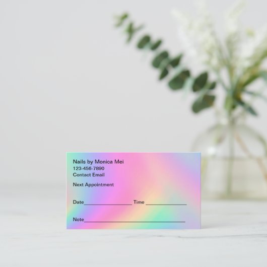 マニキュア爪、 ネイルテッククライアントアポイントメントカード 予約カード (スタンド正面)
