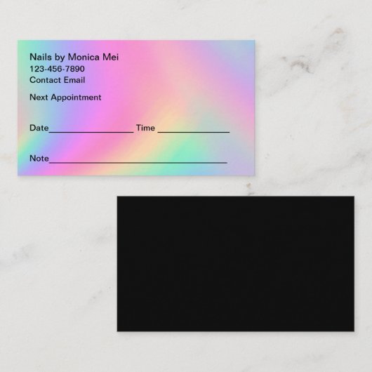 マニキュア爪、 ネイルテッククライアントアポイントメントカード 予約カード (正面/裏面)