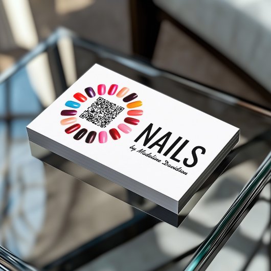 マニキュア爪、 ネイルポーランドスキャナブルQRコード基本白 名刺