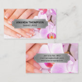 マニキュア爪、 ネイル | ピンクの蘭の花 予約カード (正面/裏面)