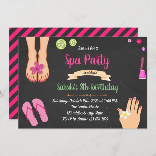 マニキュア・ペディキュアスパパーティーのご招待 招待状 (正面/裏面)