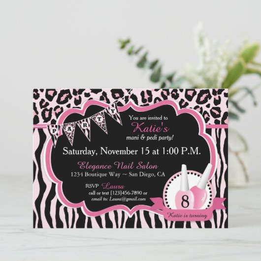 マニキュア&ペディキュアスパパーティー誕生日招待状 招待状 (スタンド正面)