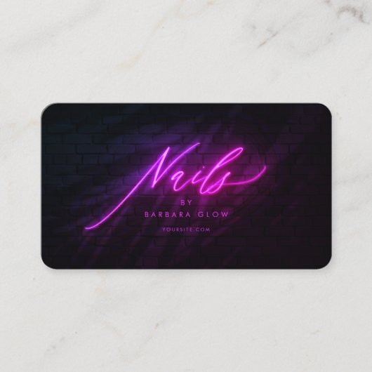 マニキュリエレガントストネイルアーティストテックネオンパープル 名刺 (正面)