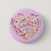 マニキュリストネイリストツールハート 缶バッジ (正面)