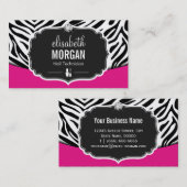 マニキュリストネイリストブラックピンクゼブラプリント 名刺 (正面/裏面)