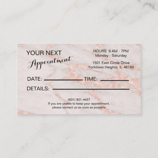 マニキュリストネイリスト赤面バラ大理石 名刺 (裏面)