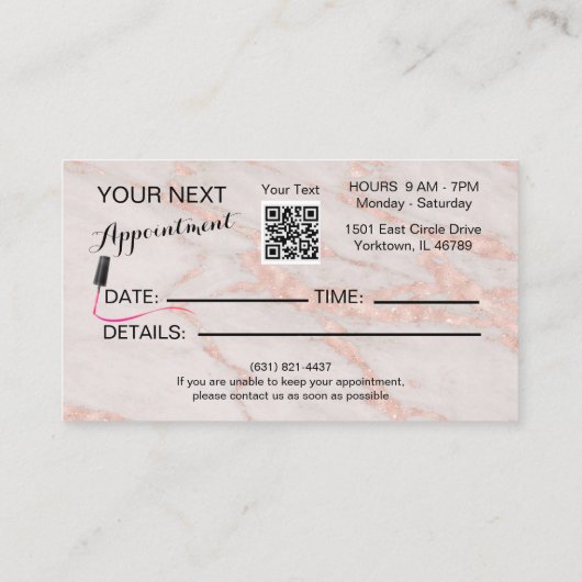 マニキュリストネイリスト赤面バラ大理石 名刺 (裏面)