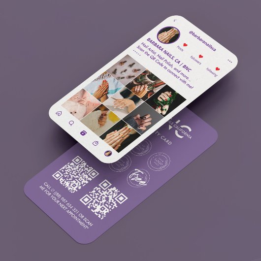 マニキュリストネイルアーティストテックIGダスティパープル 名刺