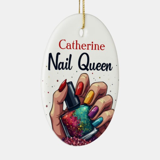 マニキュリストネイルアーティストパーソナライズされた爪、 ネイルクイーン セラミックオーナメント (右)