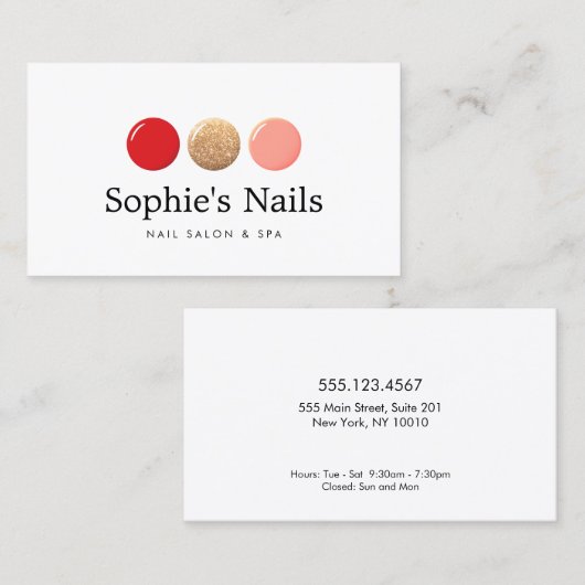 マニキュリストネイルサロングリッターポーランドドロップロゴ 名刺 (正面/裏面)