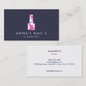 マニキュリストピンクフローラ爪、 ネイルポーランドネイルサロン 名刺 (正面/裏面)