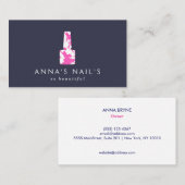 マニキュリストピンクフローラ爪、 ネイルポーランドネイルサロン 名刺 (正面/裏面)