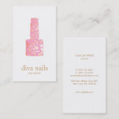 マニキュリストピンク爪、 ネイルポーランドボトルネイルサロンロゴ 名刺 (正面/裏面)