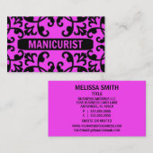 マニキュリスト熱ピンクダマスクの名刺 名刺 (正面/裏面)