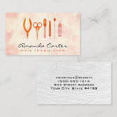 マニキュリスト爪、 ネイルツール | 水彩背景 名刺 (正面/裏面)