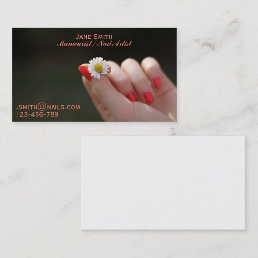 マニキュリスト、ネイルアーティスト、ネイリストフリー 名刺 (正面/裏面)