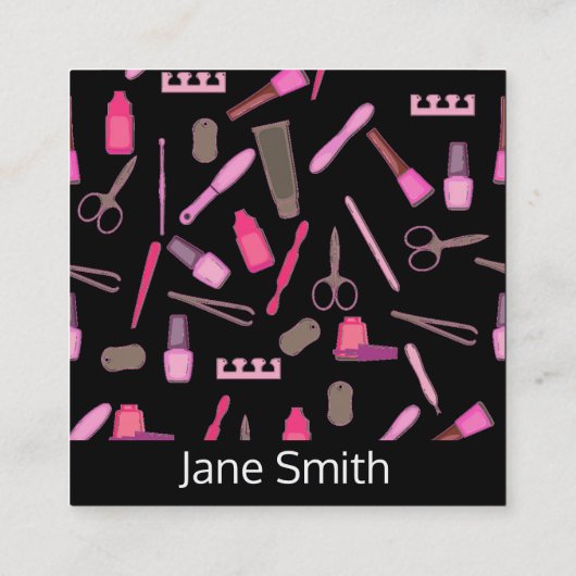 マニキュリスト、ネイルアーティスト、フリーランスネイリスト スクエア名刺 (裏面)