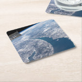 マニコーガンクレーターとセントローレンス川 スクエアペーパーコースター (アングル)