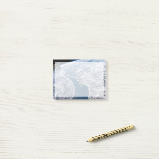 マニコーガンクレーターとセントローレンス川 ポストイット (デスク上)