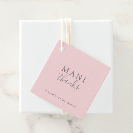 マニサンキュー シンプルピンクとグレーの ブライダルシャワー フェイバータグ (インサイチュ)