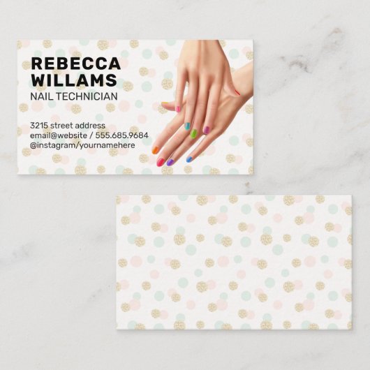 マニッカラフルクした手 名刺 (正面/裏面)