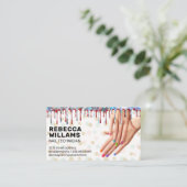 マニッカラフルクした手 |爪、 ネイルポリッシュドリップ 名刺 (スタンド正面)