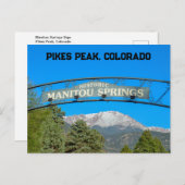 マニトゥ春サインフレーミングパイクピーク,コロラド ポストカード (正面/裏面)