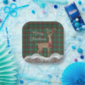 マニトバ地方タータンチェックとクリスマスディアー ペーパープレート (パーティー)