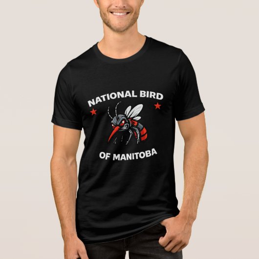 マニトバ州の国鳥 ふざけたウィニペグの蚊 トライブレンドTシャツ (正面)