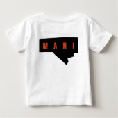 マニトバ州の太字の地名を使ったマップTシャツ ベビーTシャツ (裏面)
