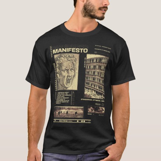 マニフェスト – Brutalist Streetwearデザイン Tシャツ (正面)